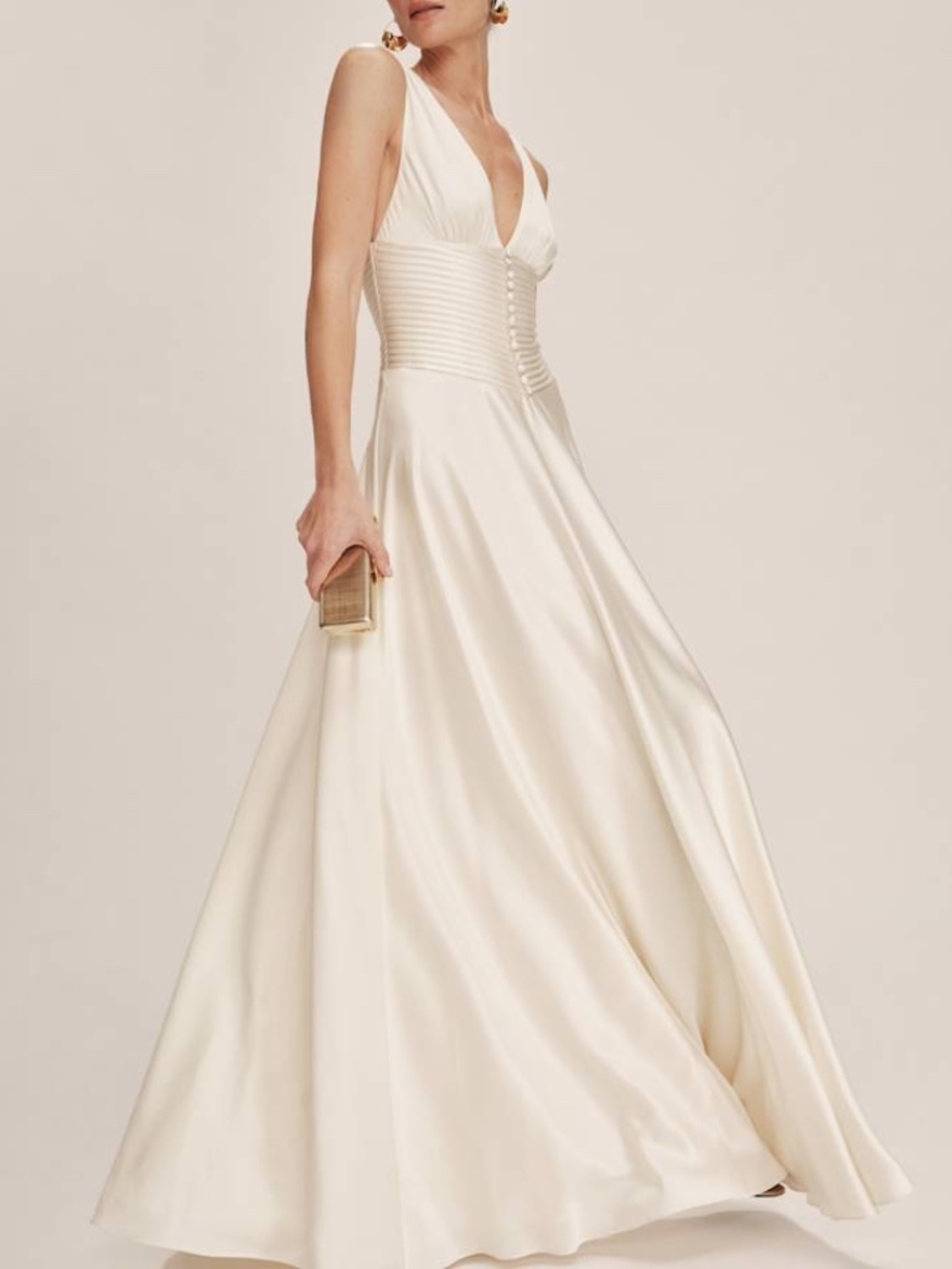 Reformation Arianwen Satin Gown Dress Wedding Bridal Fior Di Latte Sz 2 w/ tags